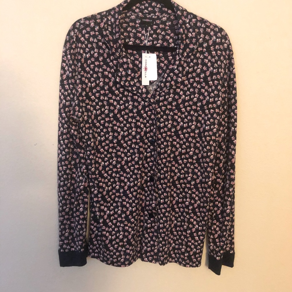 Cosabella Black Floral Long Sleeve Pajama Top